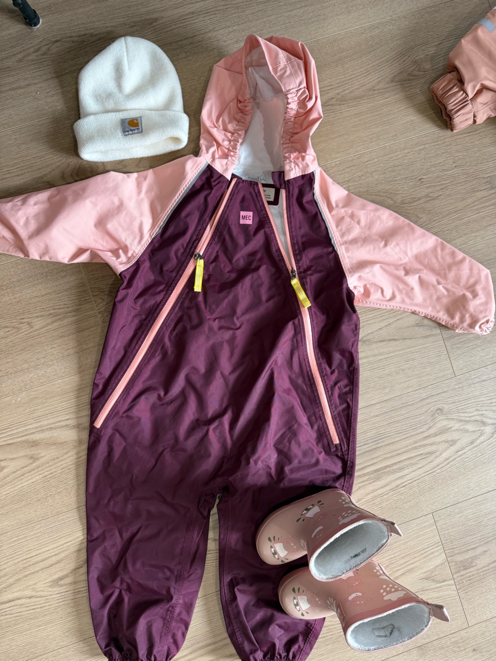 MEC Kids Two-Tone Rain Shell - Light Pink & Plum